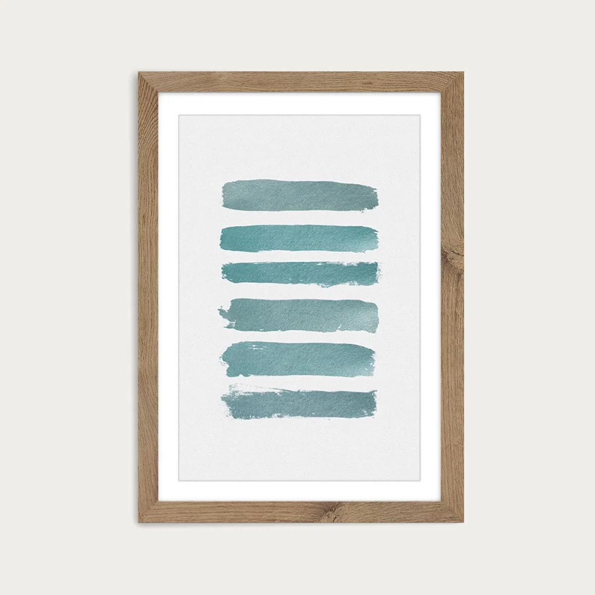 Ombre Turquoise Art Print Oak Frame – image 1