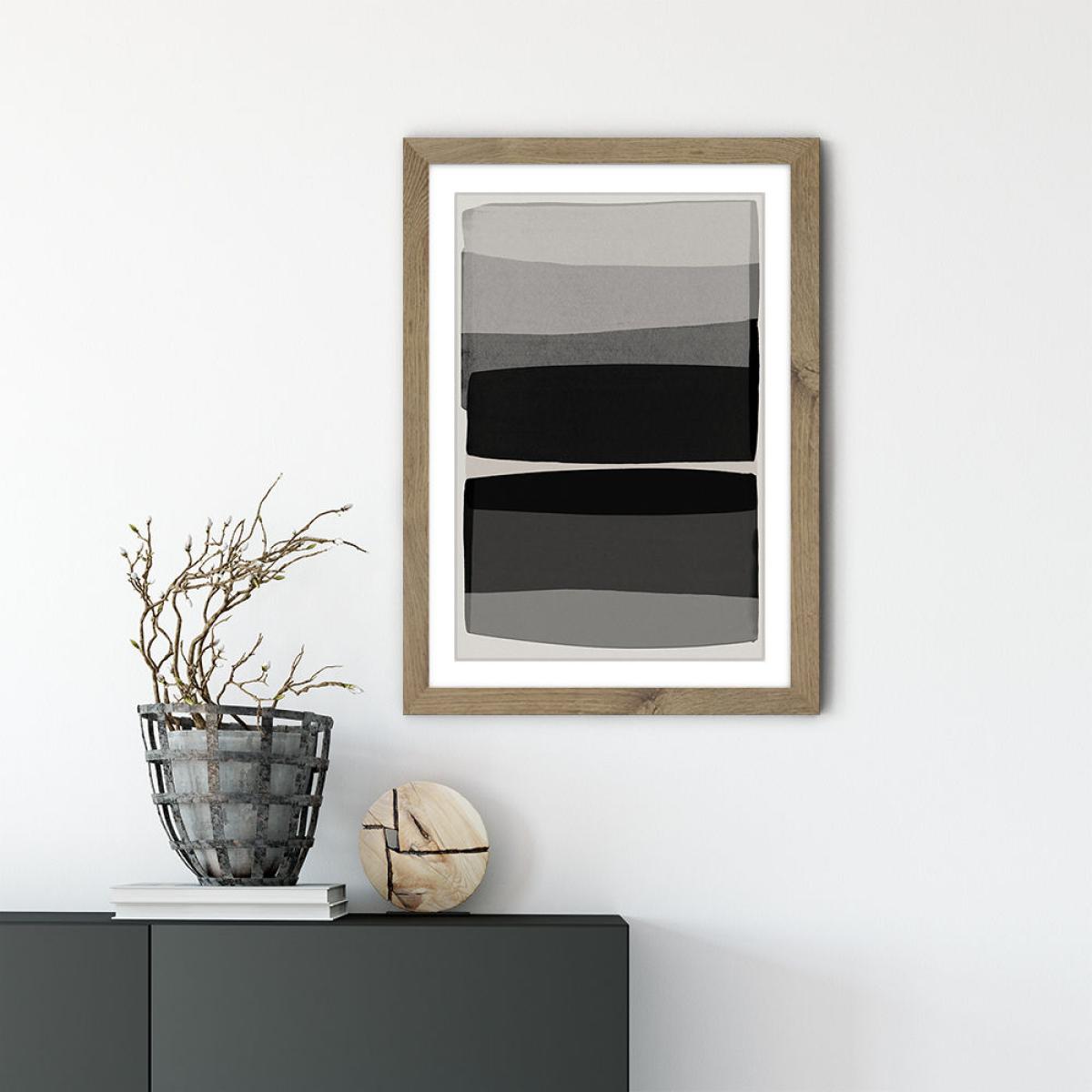 Modern Black and White Art Print Oak Frame – image 2