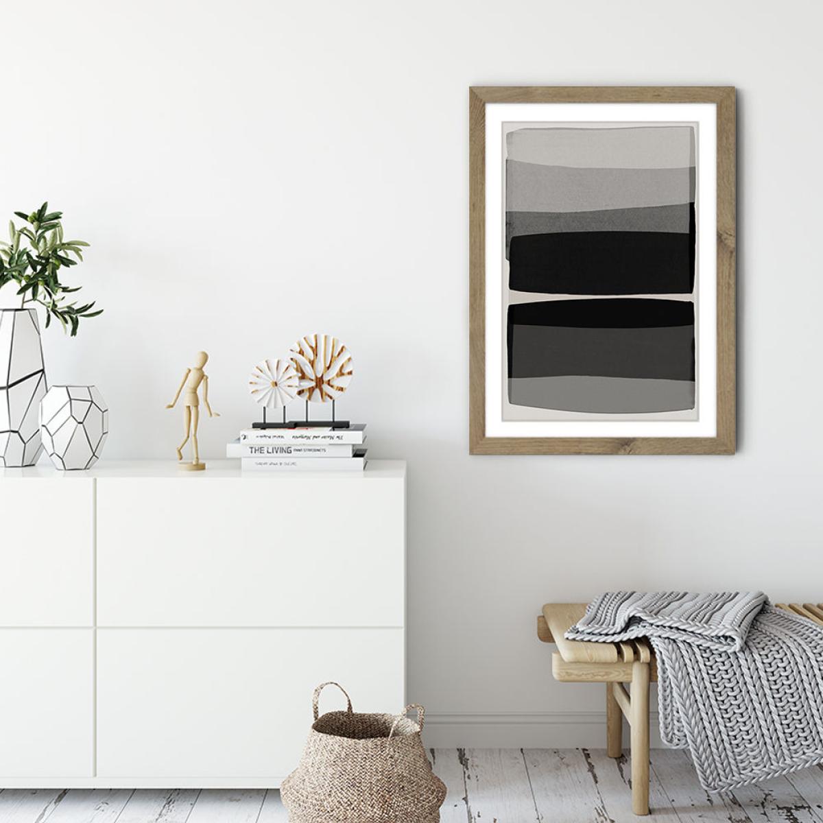 Modern Black and White Art Print Oak Frame – image 3