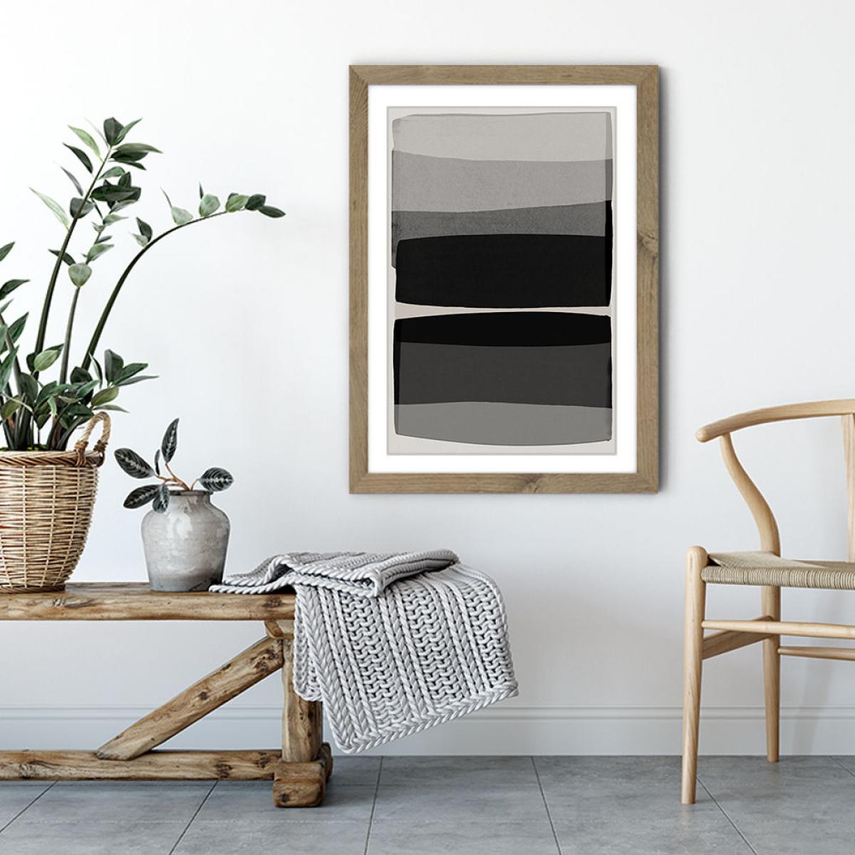 Modern Black and White Art Print Oak Frame – image 4