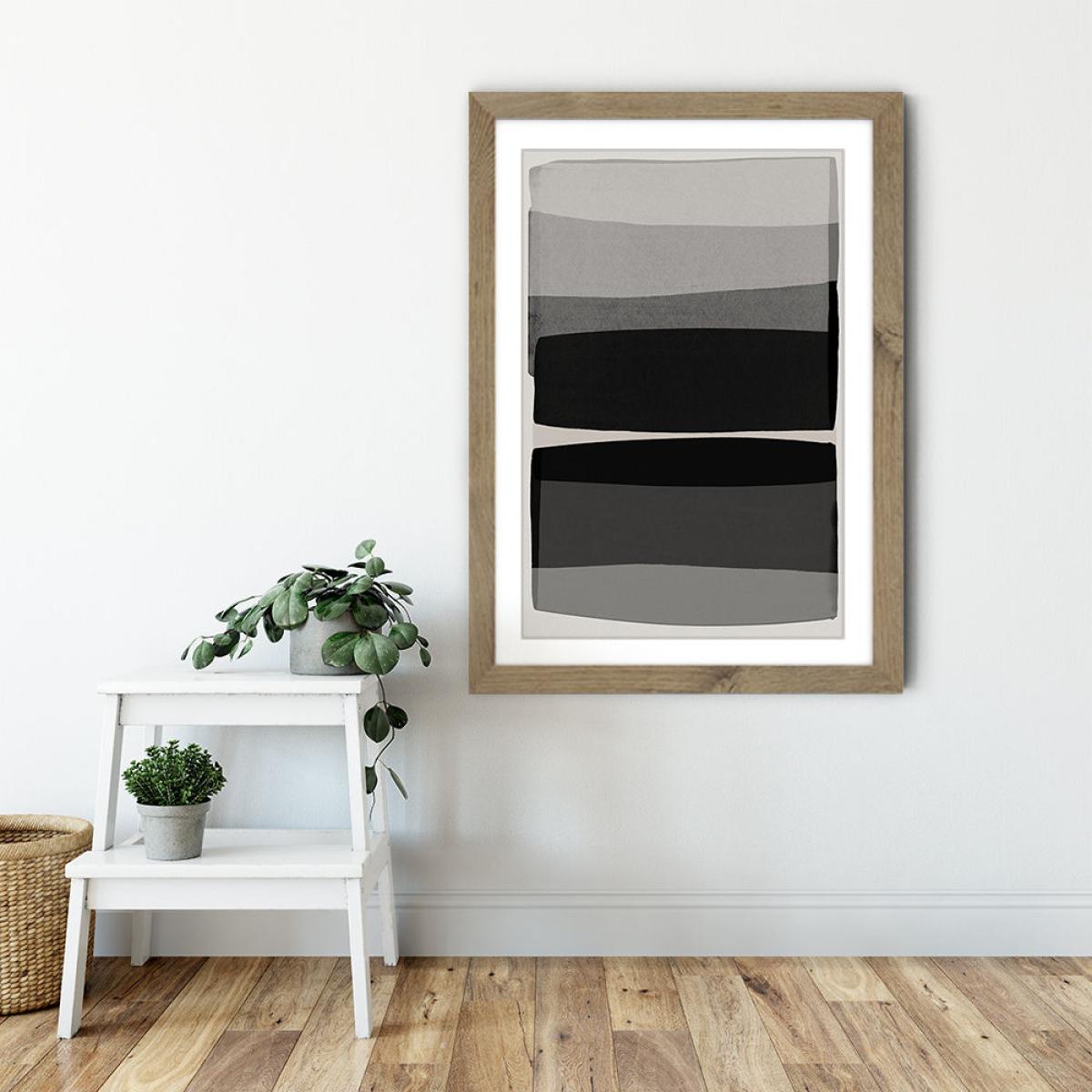 Modern Black and White Art Print Oak Frame – image 5