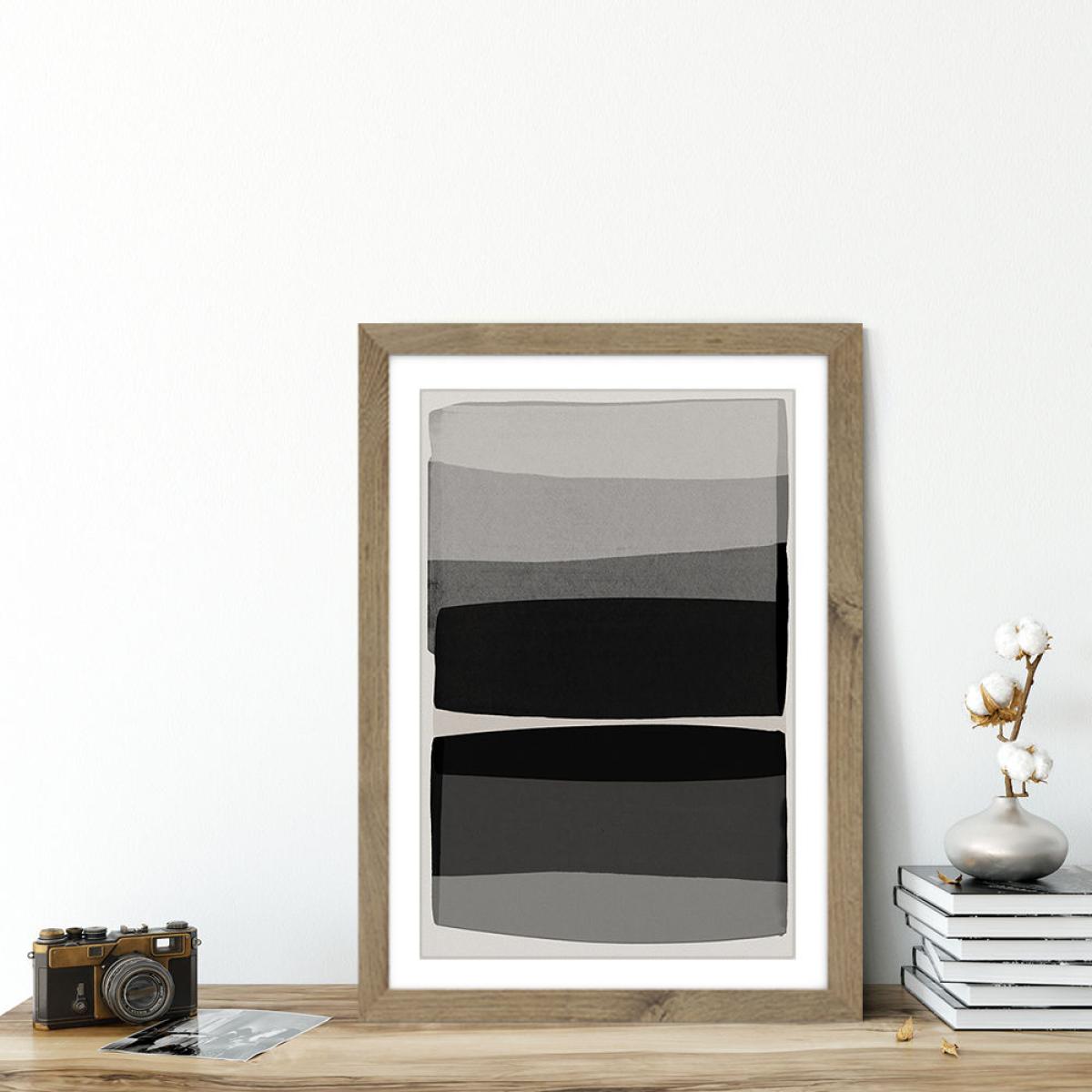 Modern Black and White Art Print Oak Frame – image 6
