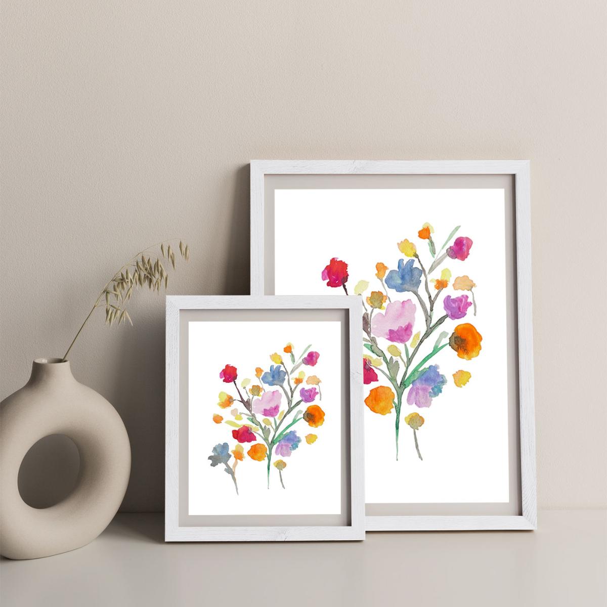 Arrangement Of Water Flowers Art Print White Frame – image 2