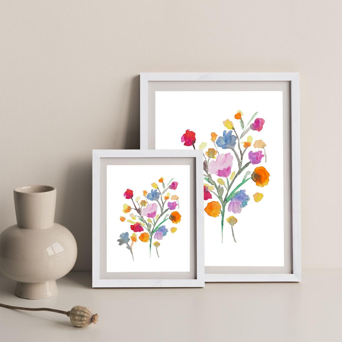 Arrangement Of Water Flowers Art Print White Frame – image 3