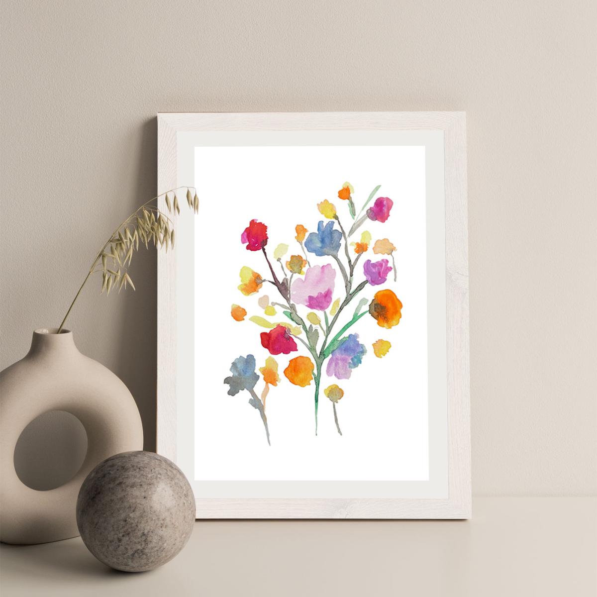 Arrangement Of Water Flowers Art Print White Frame – image 5