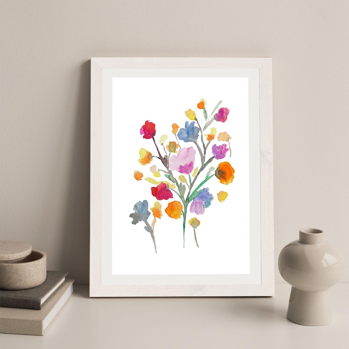Arrangement Of Water Flowers Art Print White Frame – image 6