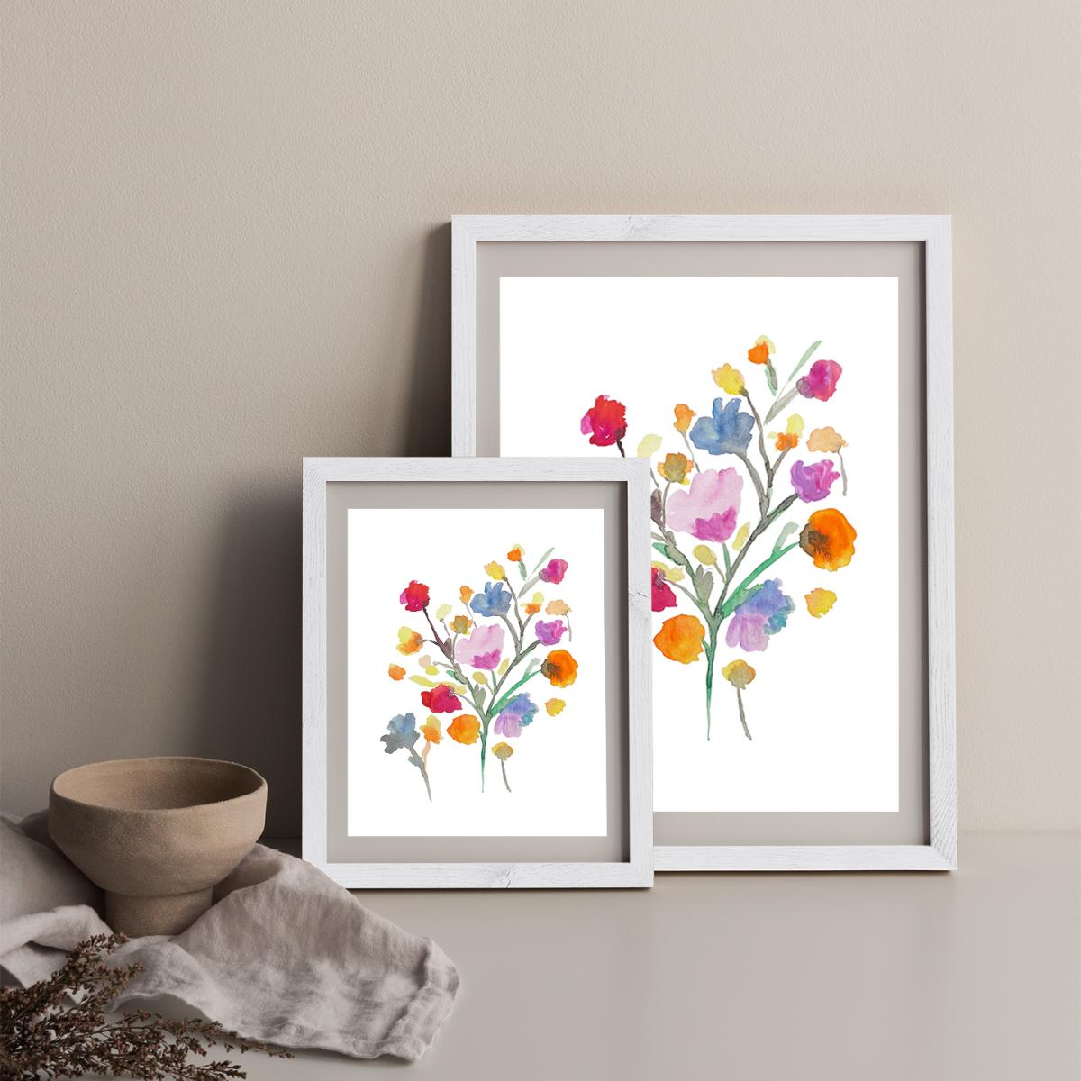 Arrangement Of Water Flowers Art Print White Frame – image 1