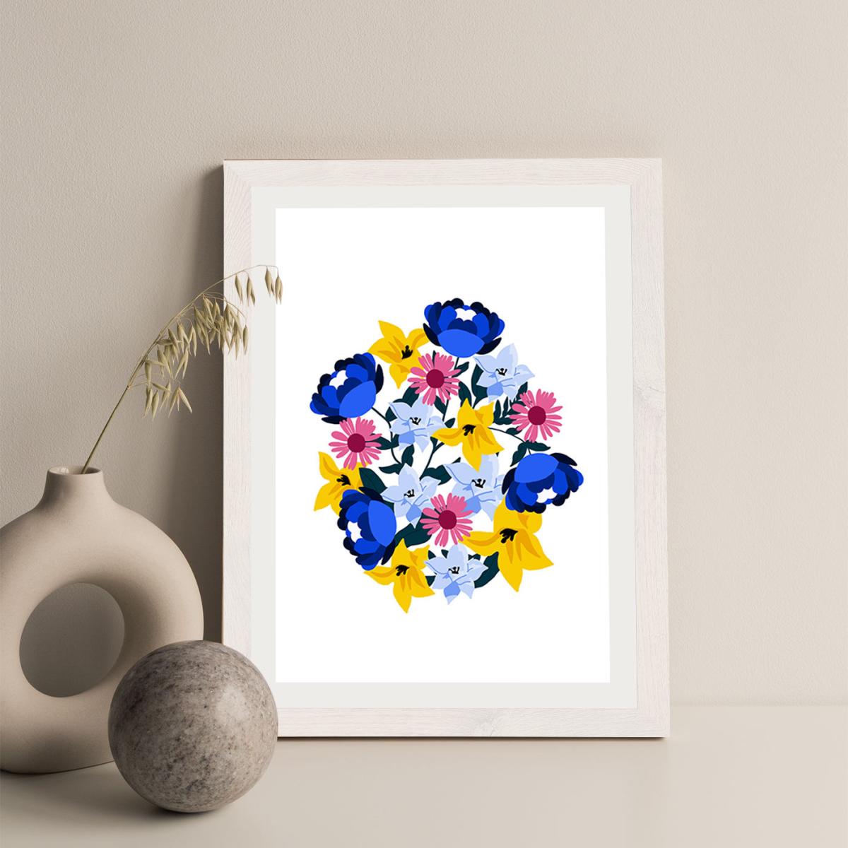Group Of Beautiful Flowers Art Print White Frame – image 2