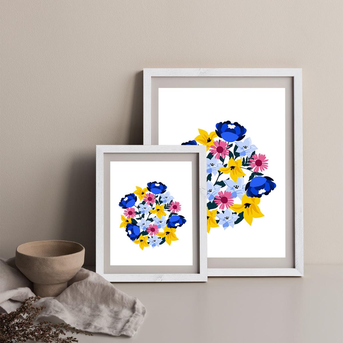 Group Of Beautiful Flowers Art Print White Frame – image 11