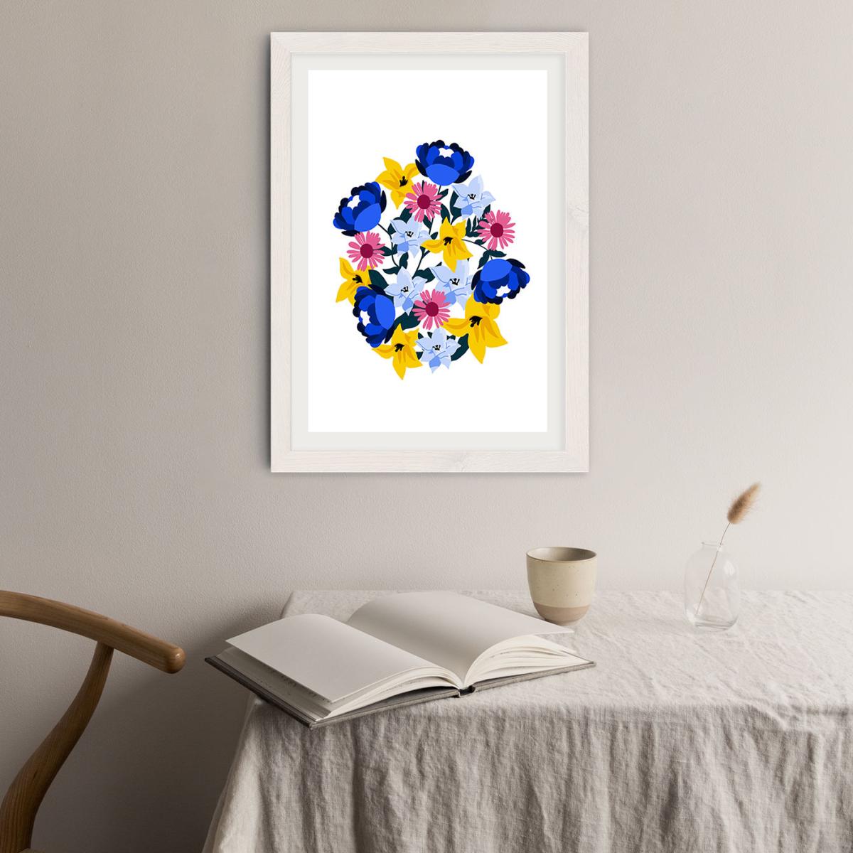 Group Of Beautiful Flowers Art Print White Frame – image 3