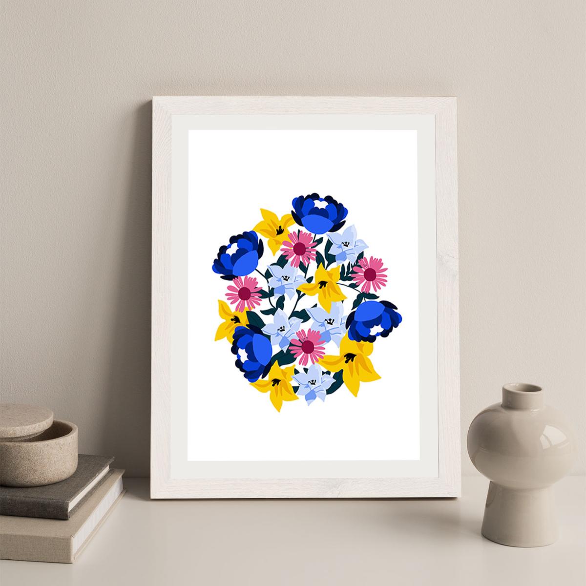 Group Of Beautiful Flowers Art Print White Frame – image 4
