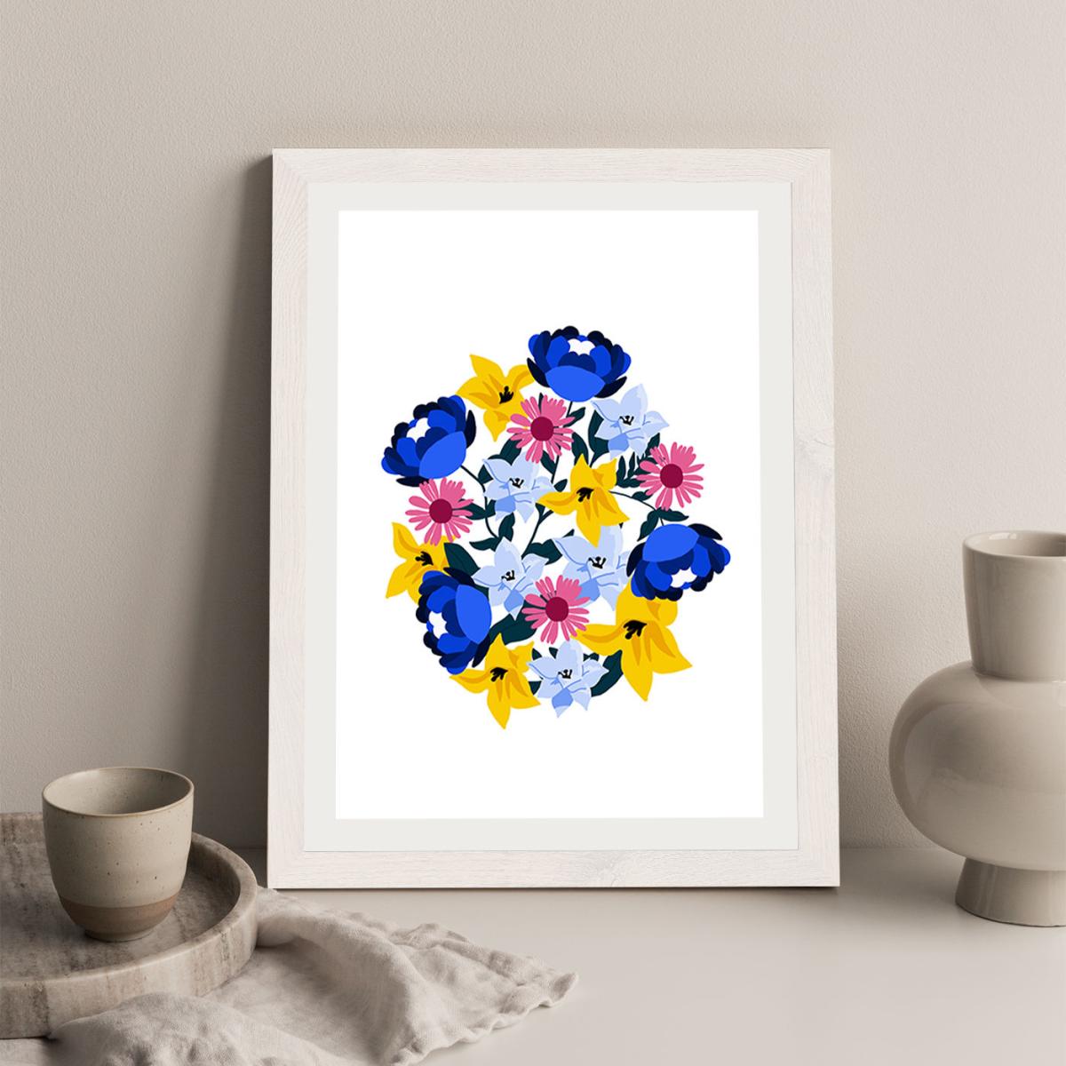 Group Of Beautiful Flowers Art Print White Frame – image 5