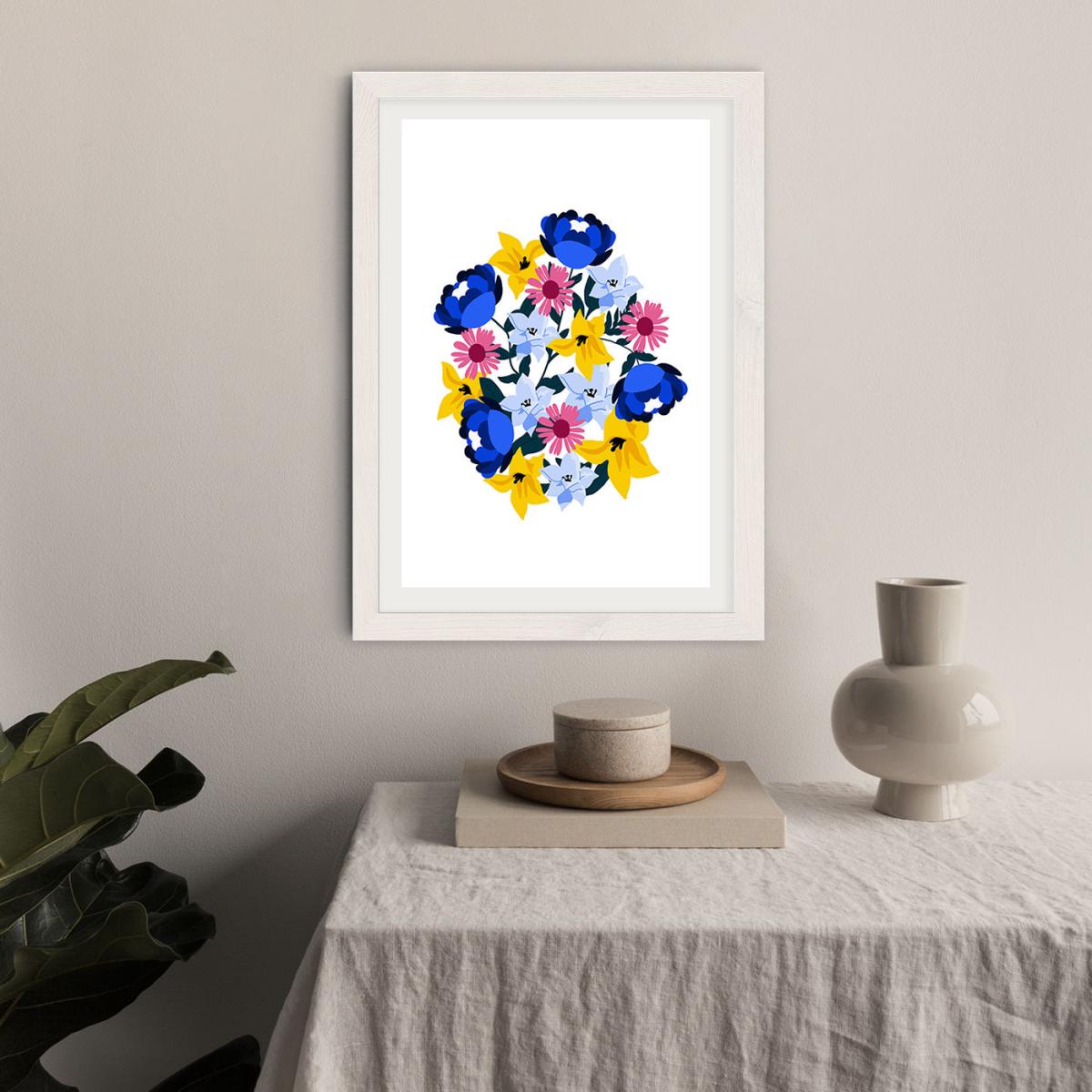 Group Of Beautiful Flowers Art Print White Frame – image 6