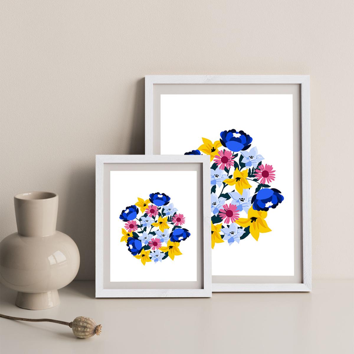 Group Of Beautiful Flowers Art Print White Frame – image 7
