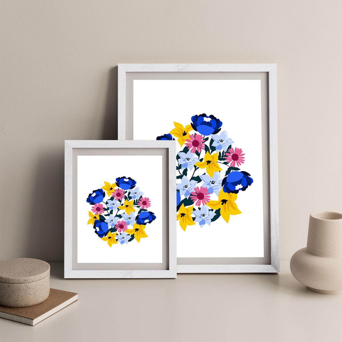 Group Of Beautiful Flowers Art Print White Frame – image 8