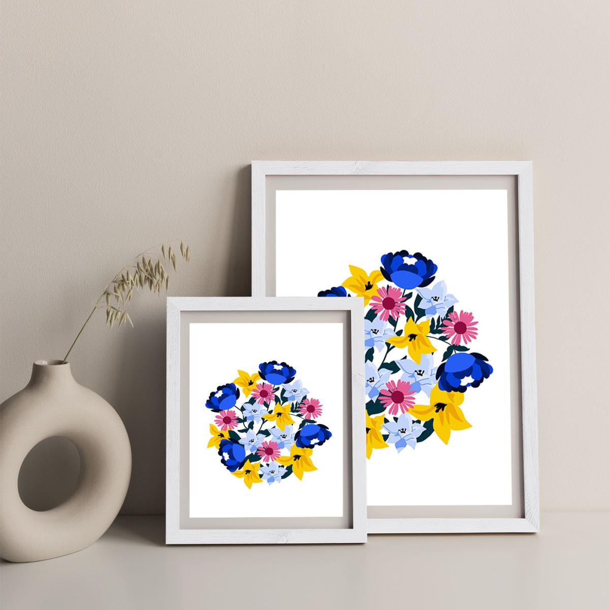 Group Of Beautiful Flowers Art Print White Frame – image 9