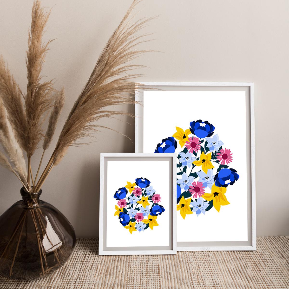 Group Of Beautiful Flowers Art Print White Frame – image 10
