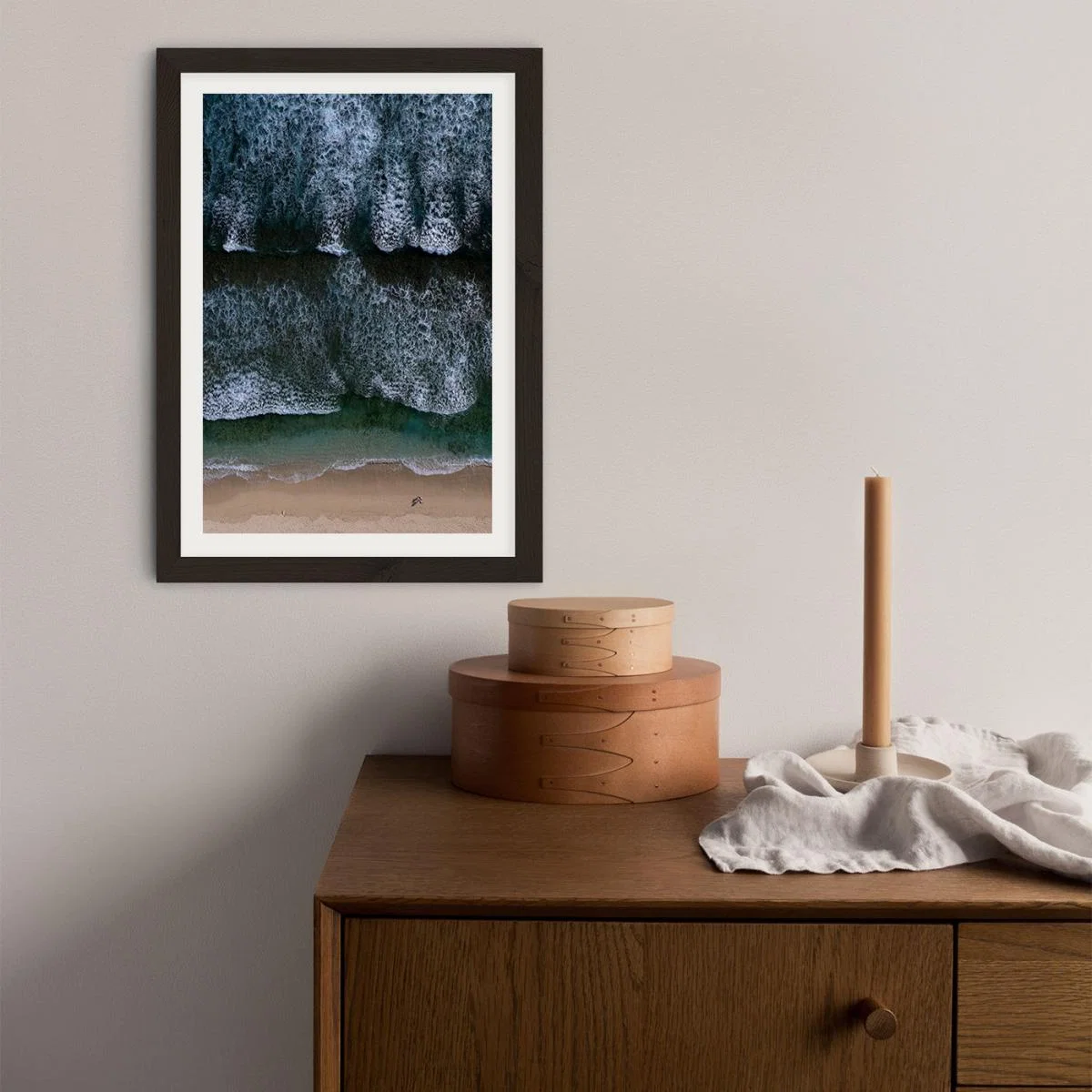 The Walk on a Calm Beach Art Print Black Frame – image 3