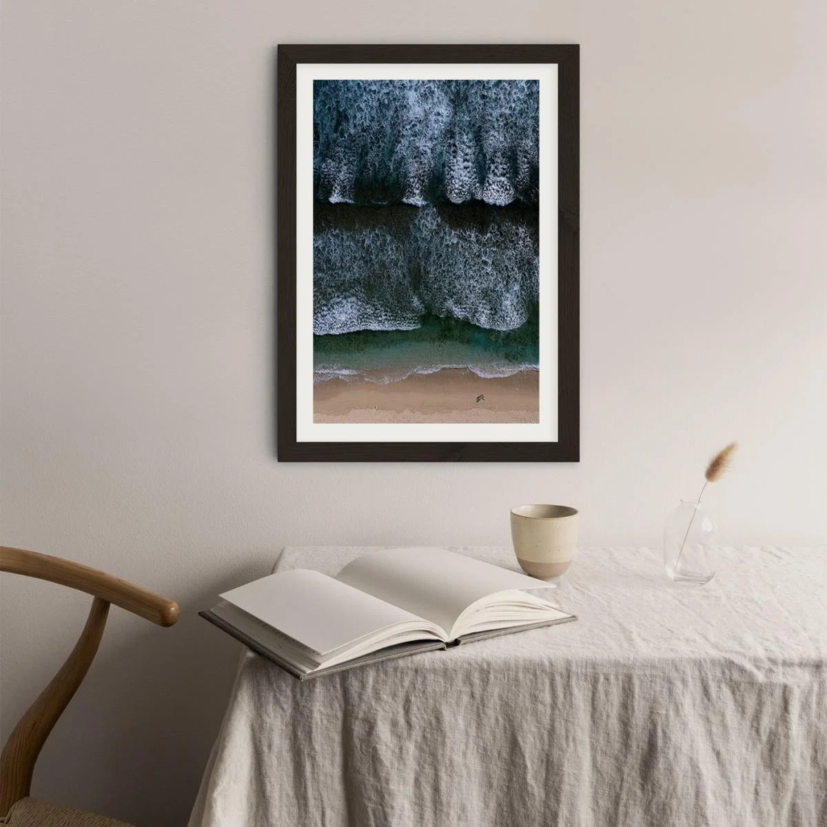 The Walk on a Calm Beach Art Print Black Frame – image 4