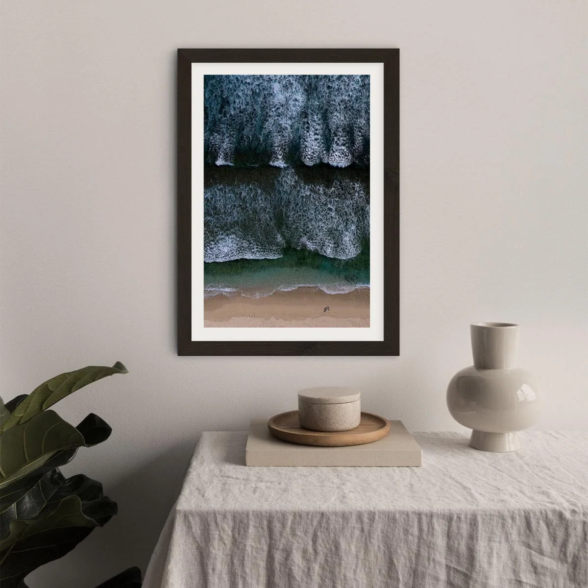 The Walk on a Calm Beach Art Print Black Frame – image 5