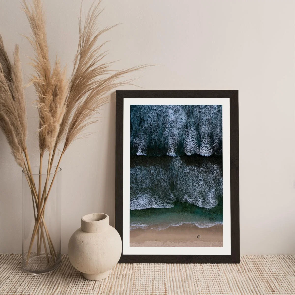 The Walk on a Calm Beach Art Print Black Frame – image 6