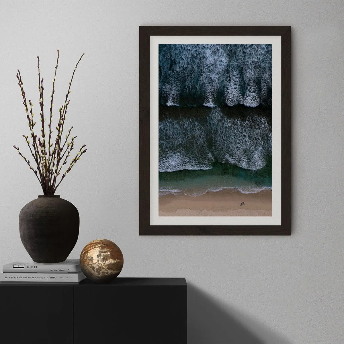 The Walk on a Calm Beach Art Print Black Frame – image 7