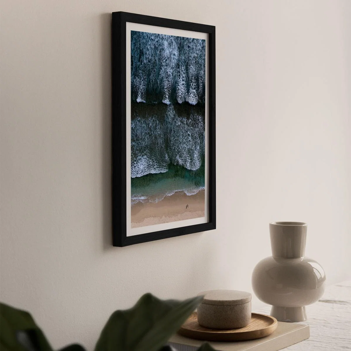 The Walk on a Calm Beach Art Print Black Frame – image 9
