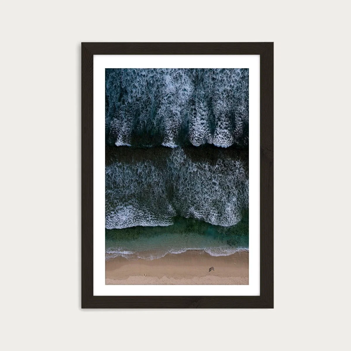 The Walk on a Calm Beach Art Print Black Frame – image 1