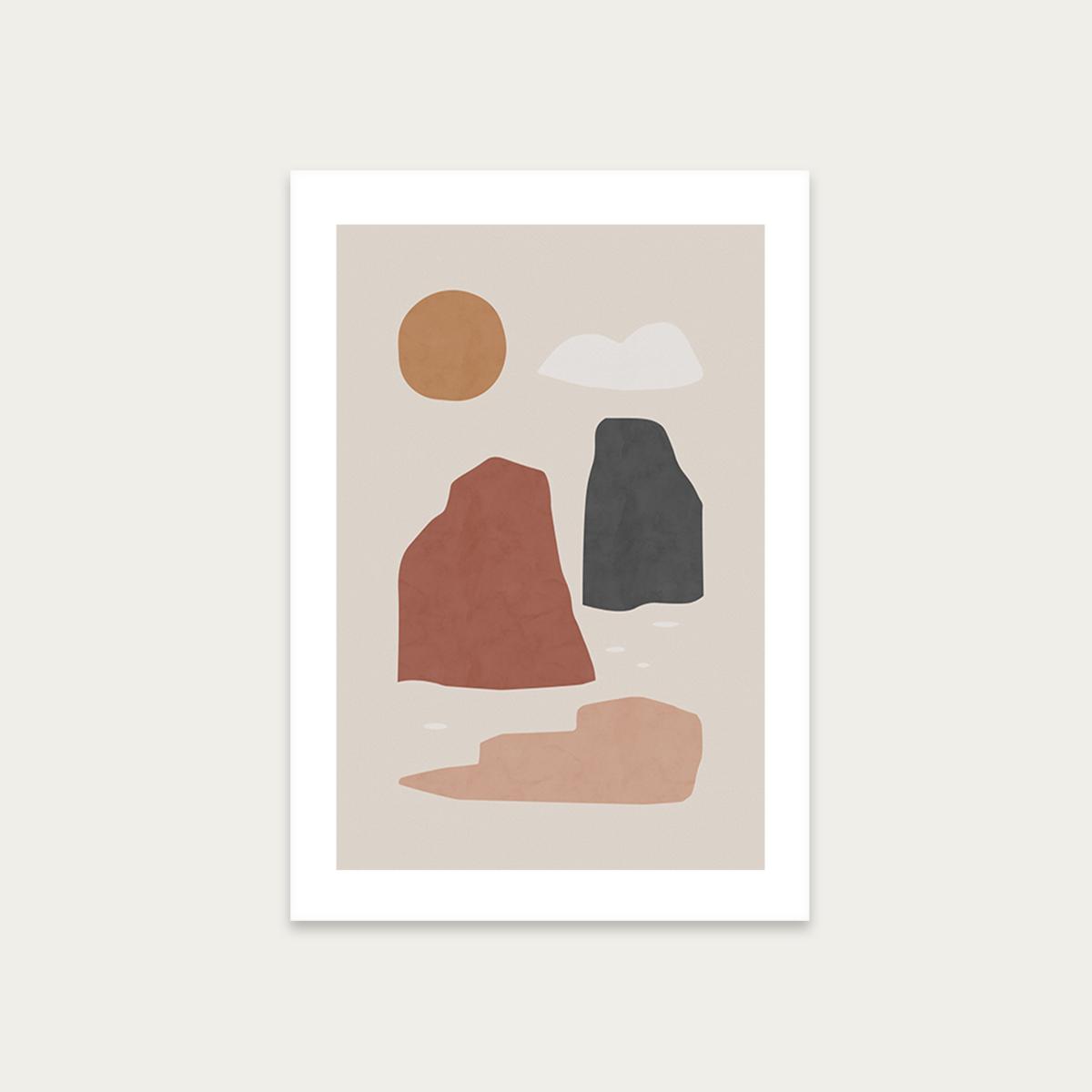 Landscape & Sun Art Print Unframed