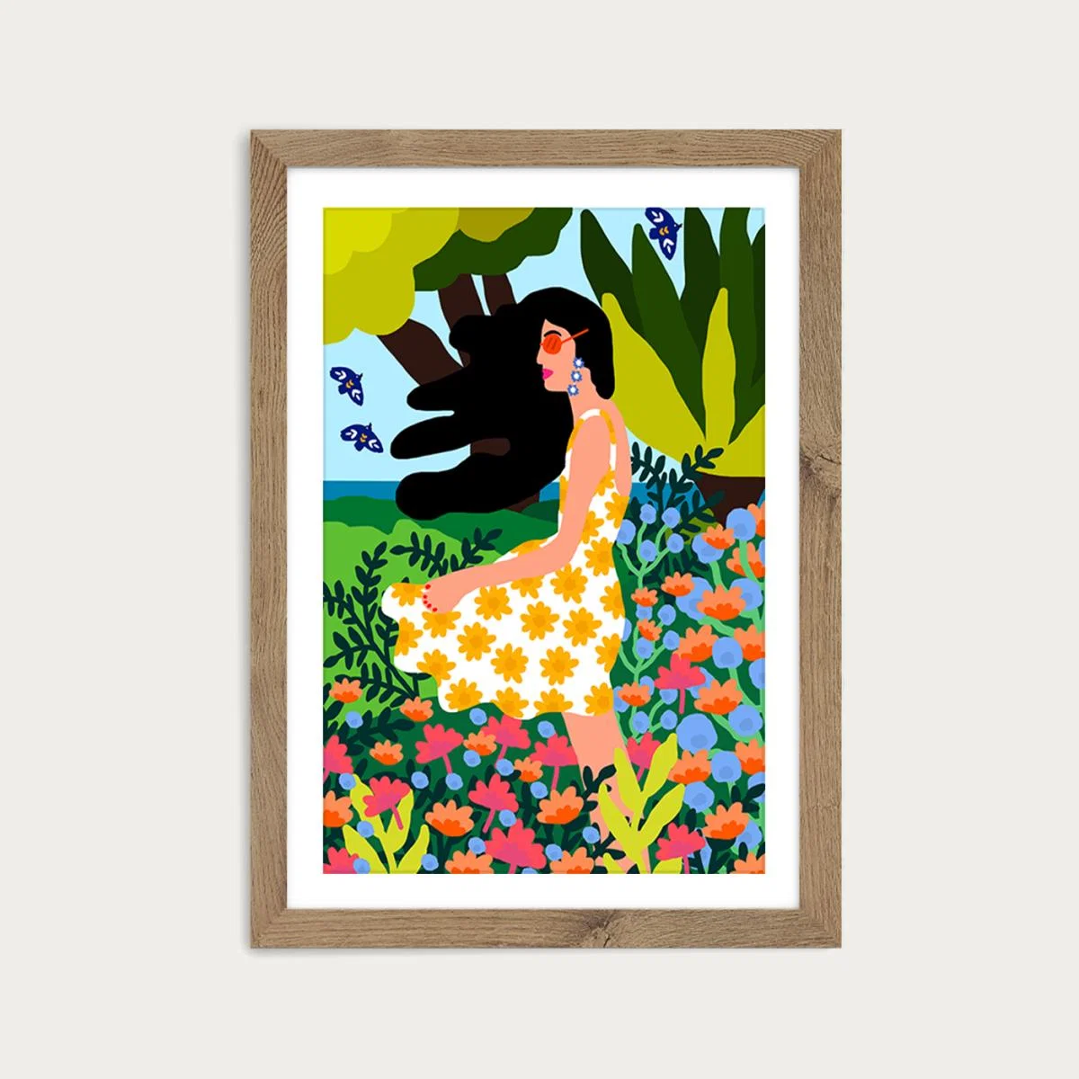 I Like The Wind Art Print Oak Frame – image 1