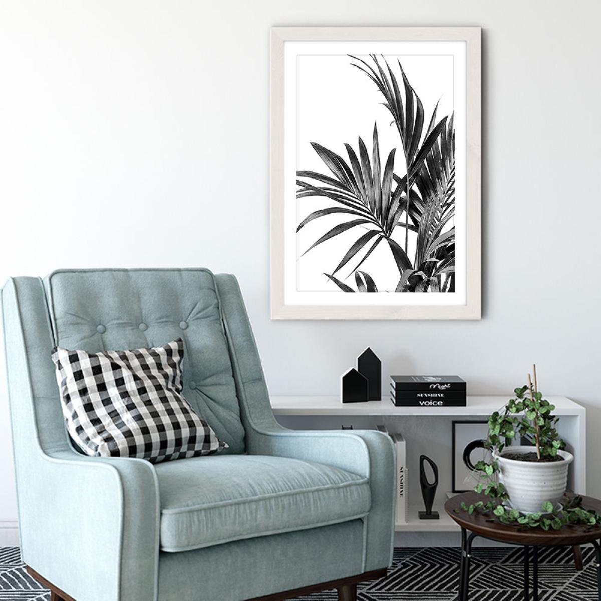 Palm Leaves Black and White 1 Art Print White Frame – image 4