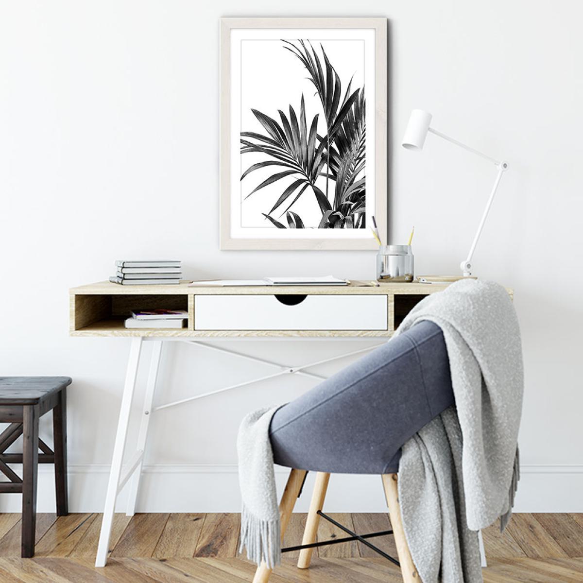 Palm Leaves Black and White 1 Art Print White Frame – image 5