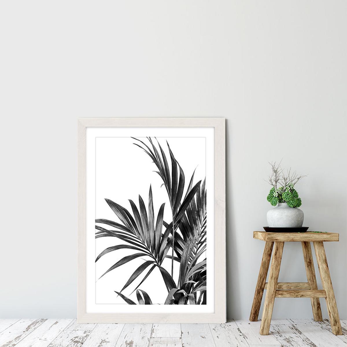 Palm Leaves Black and White 1 Art Print White Frame – image 6
