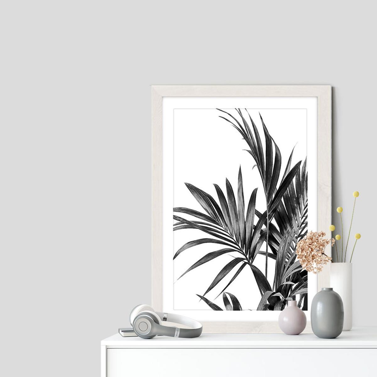 Palm Leaves Black and White 1 Art Print White Frame – image 7