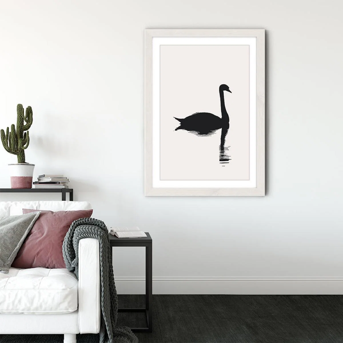 The Swan II Art Print White Frame – image 3