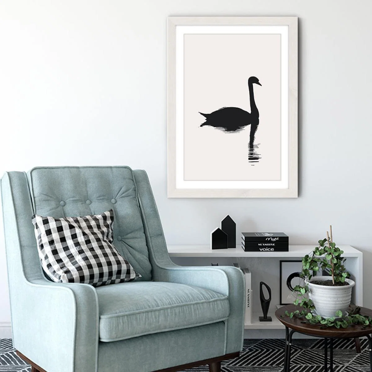 The Swan II Art Print White Frame – image 4