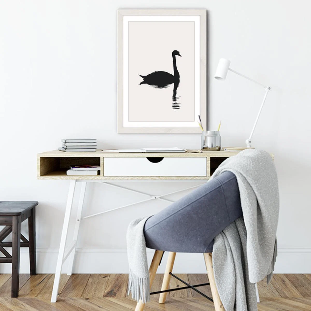 The Swan II Art Print White Frame – image 7