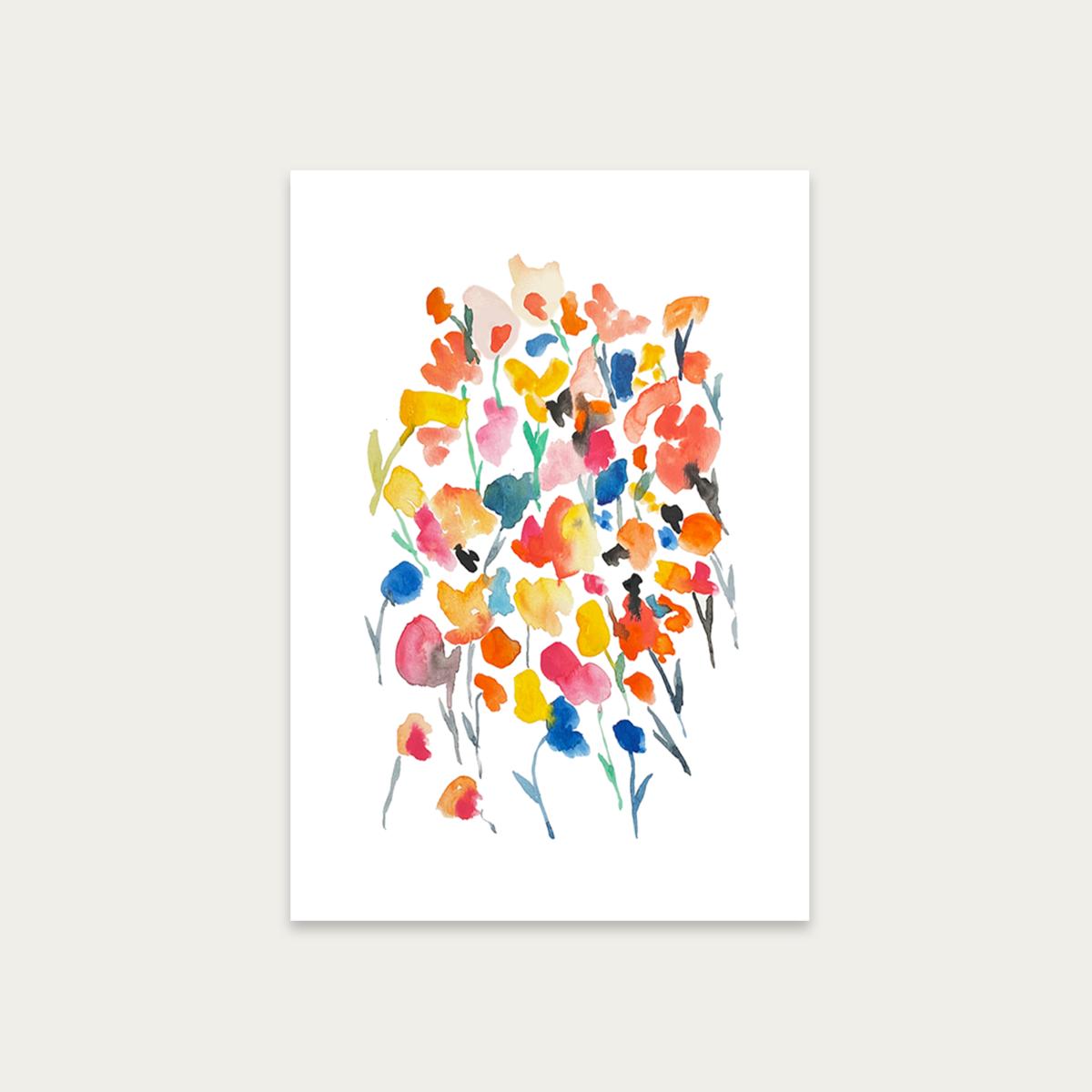 Colorful Water Flowers Art Print Unframed