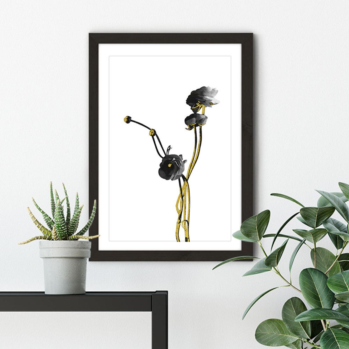 Flower Minimal Black and Gold 4 Art Print Black Frame – image 5
