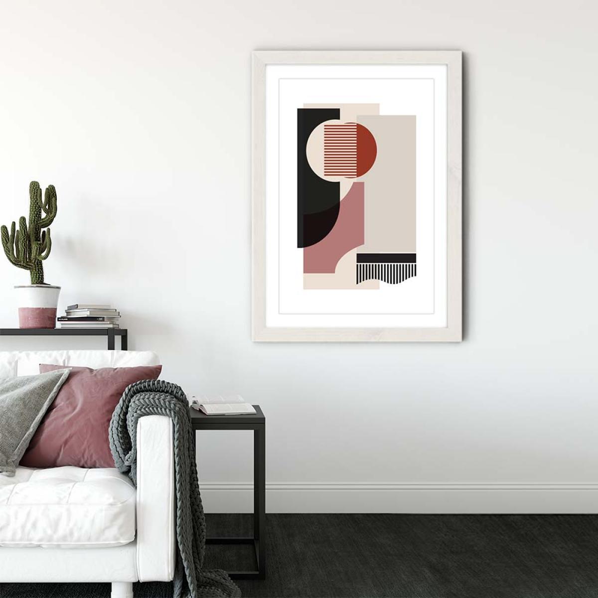 White Frame Rose Grey & Brown Art Print – image 3