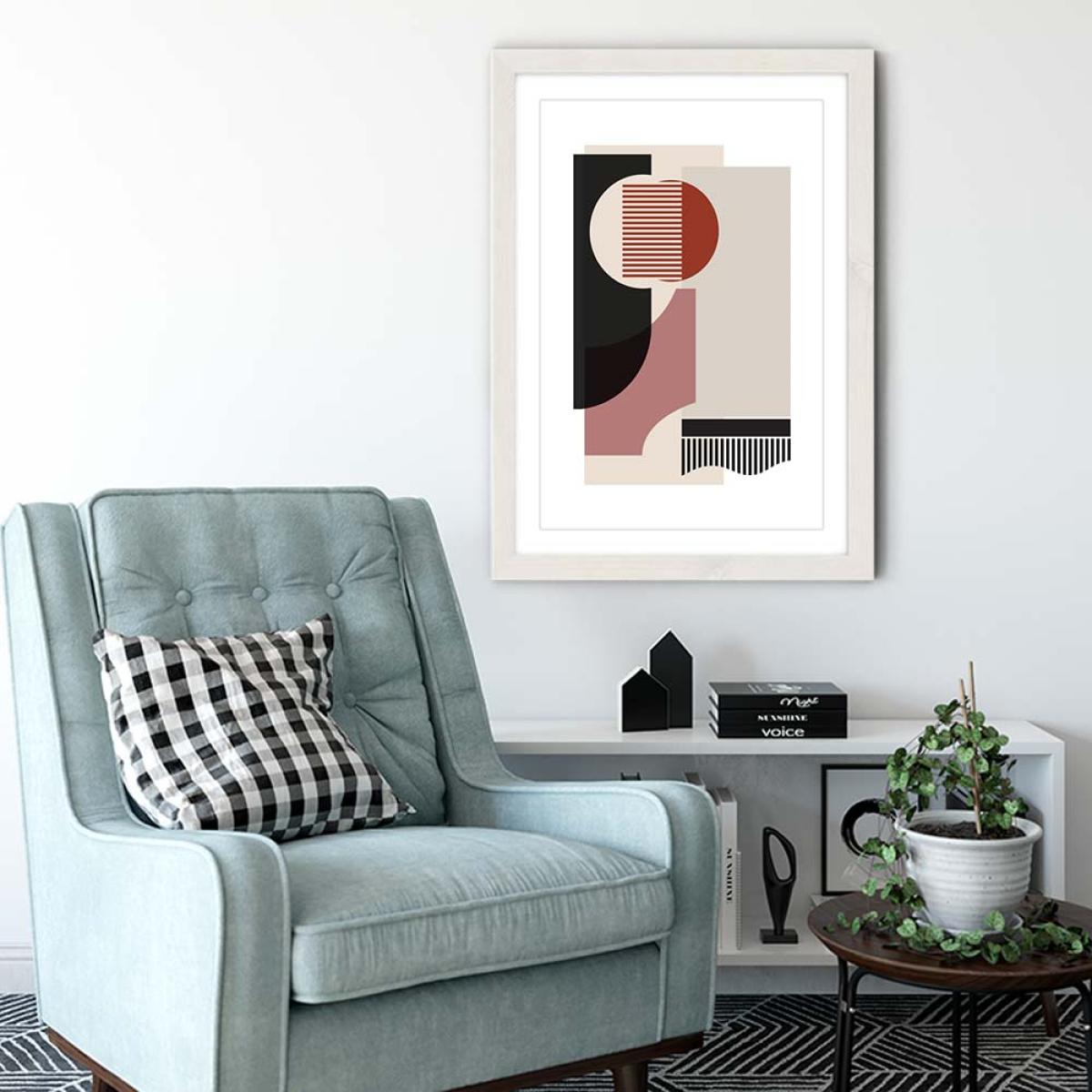 White Frame Rose Grey & Brown Art Print – image 4