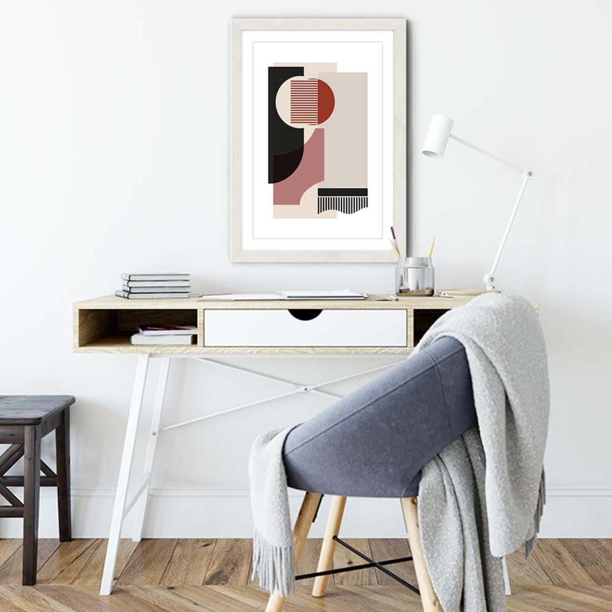 White Frame Rose Grey & Brown Art Print – image 5