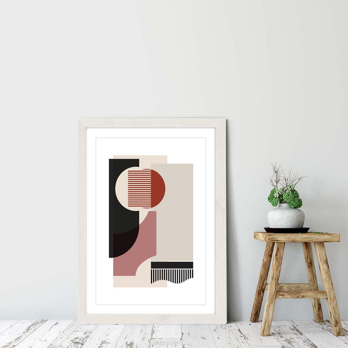 White Frame Rose Grey & Brown Art Print – image 6