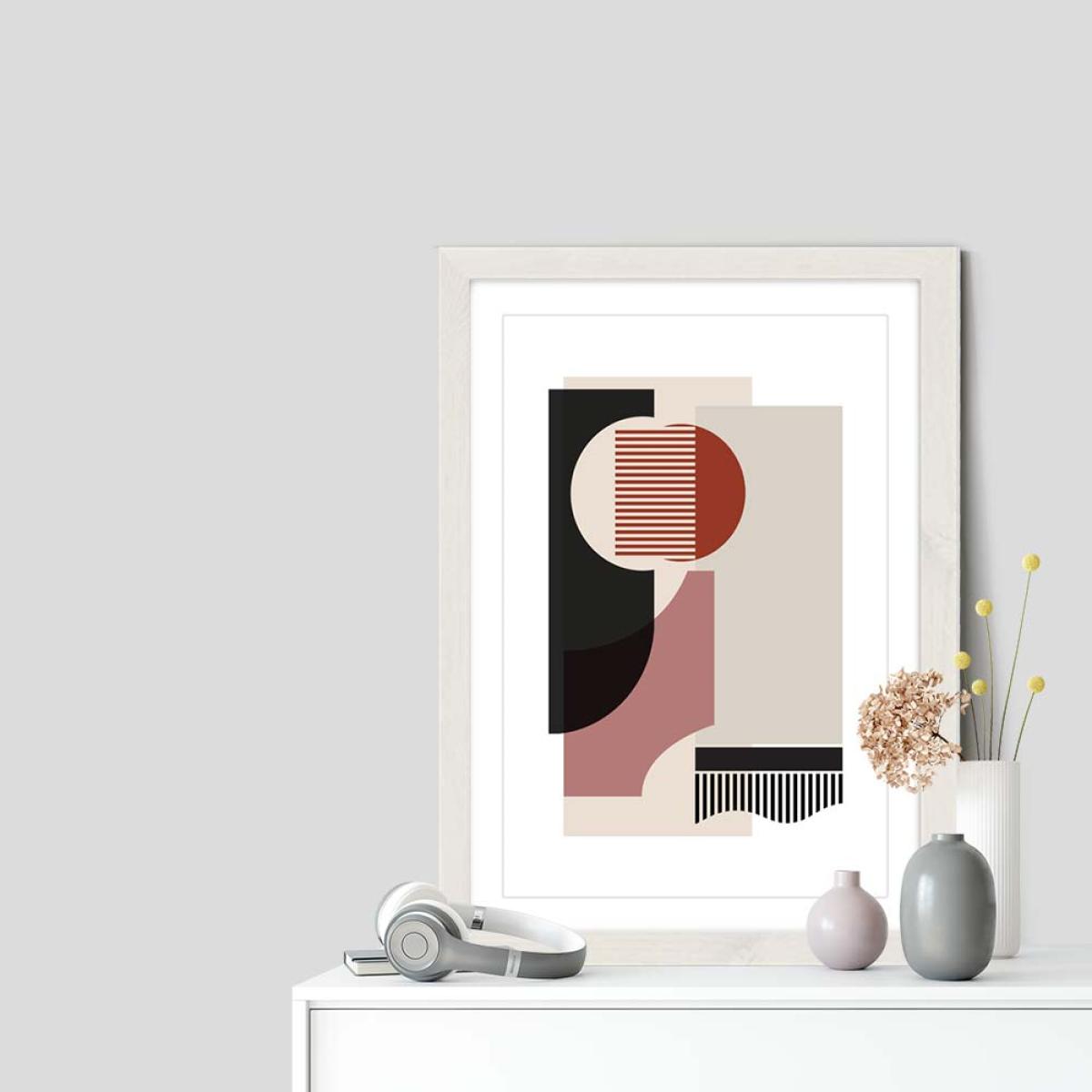 White Frame Rose Grey & Brown Art Print – image 7