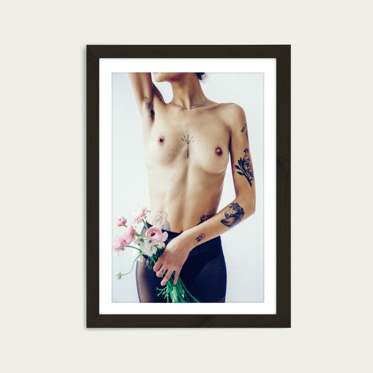 Flowers And Tights Art Print Black Frame – image 1