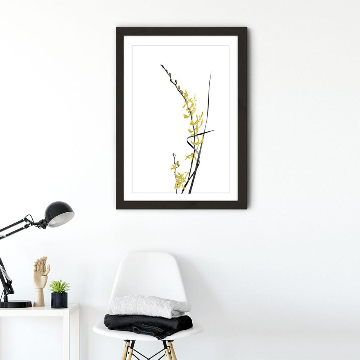 Flower Minimal Black and Gold 6 Art Print Black Frame – image 2
