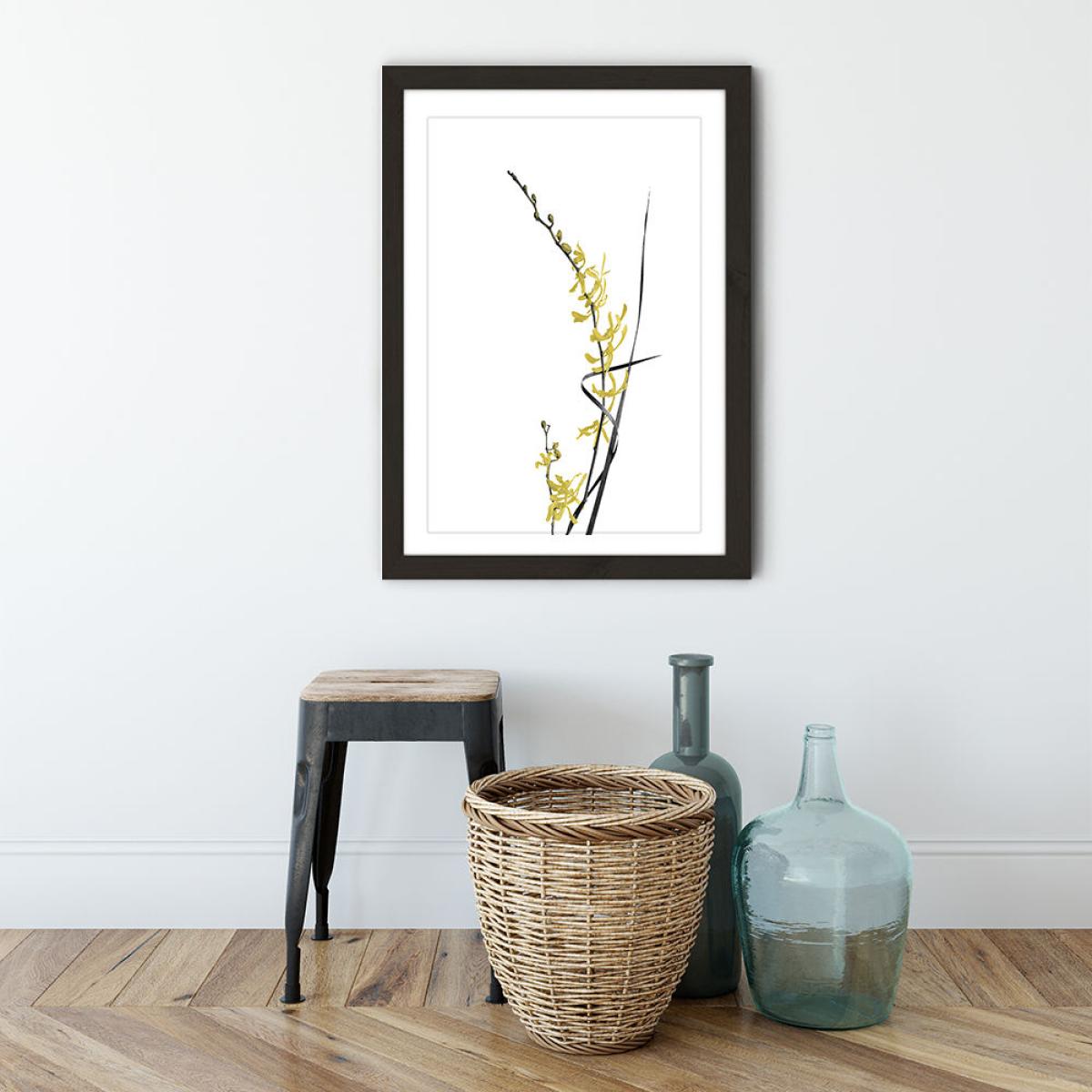 Flower Minimal Black and Gold 6 Art Print Black Frame – image 3