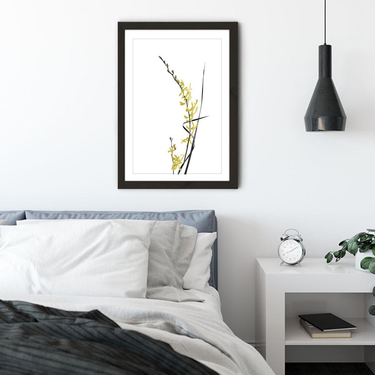 Flower Minimal Black and Gold 6 Art Print Black Frame – image 4