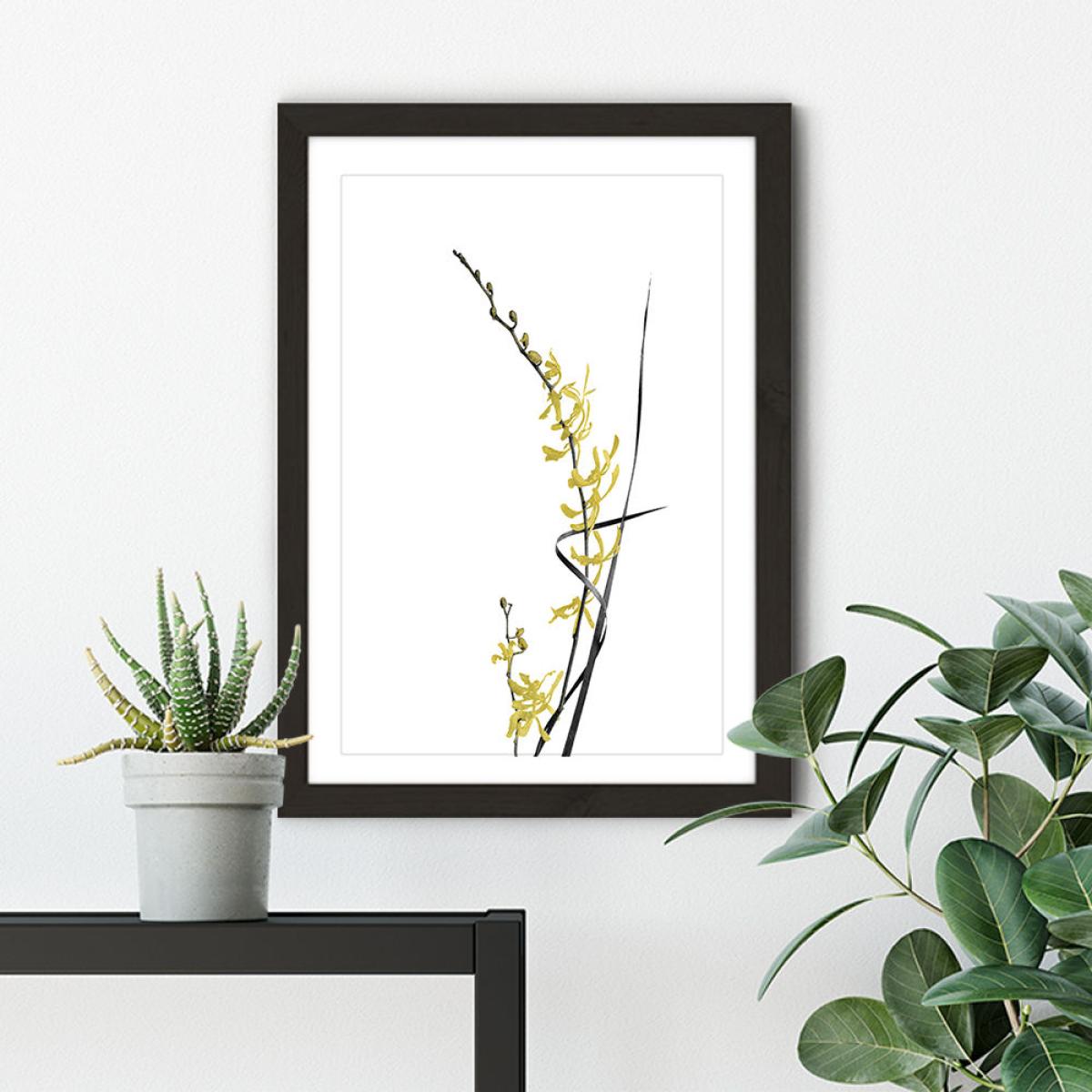 Flower Minimal Black and Gold 6 Art Print Black Frame – image 5