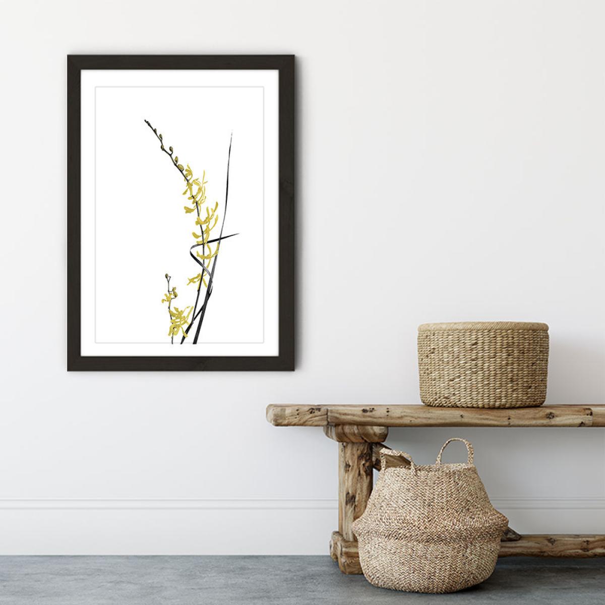 Flower Minimal Black and Gold 6 Art Print Black Frame – image 6